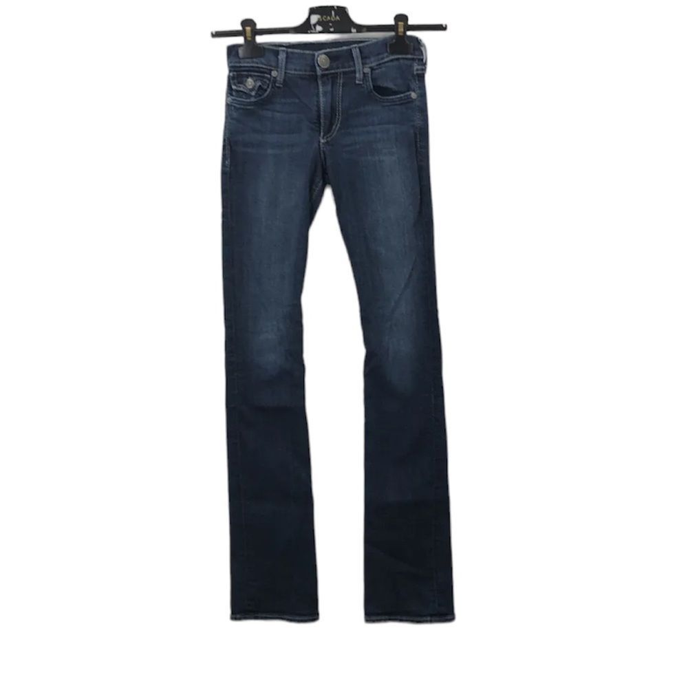 True religion womens blue dark wash flap pockets straight denim jeans …
